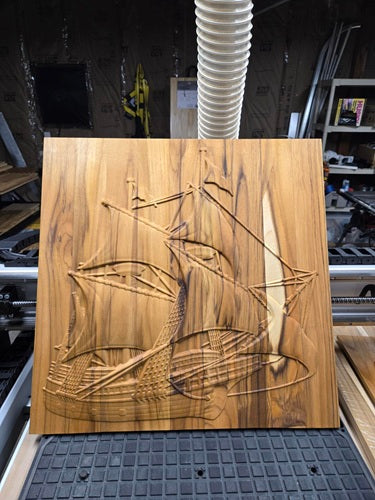 24" x 24" Teak Clipper Ship